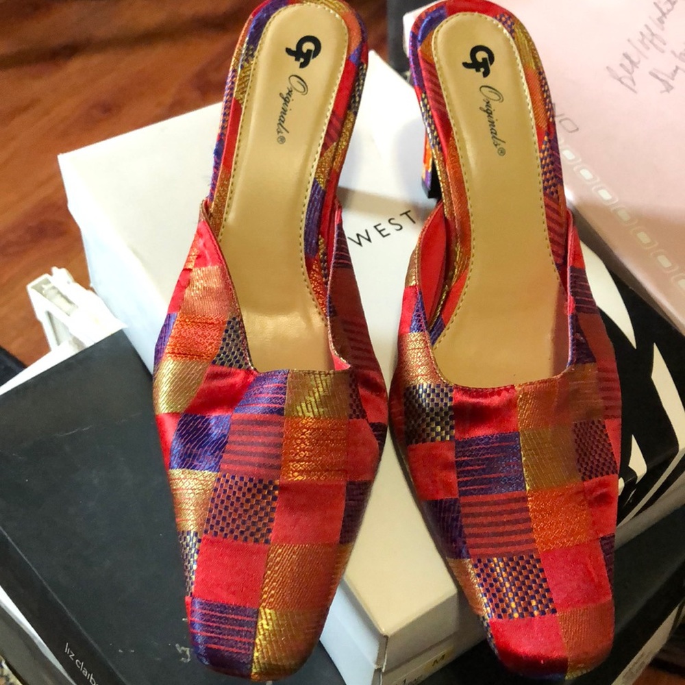 Multi colored sling shoes